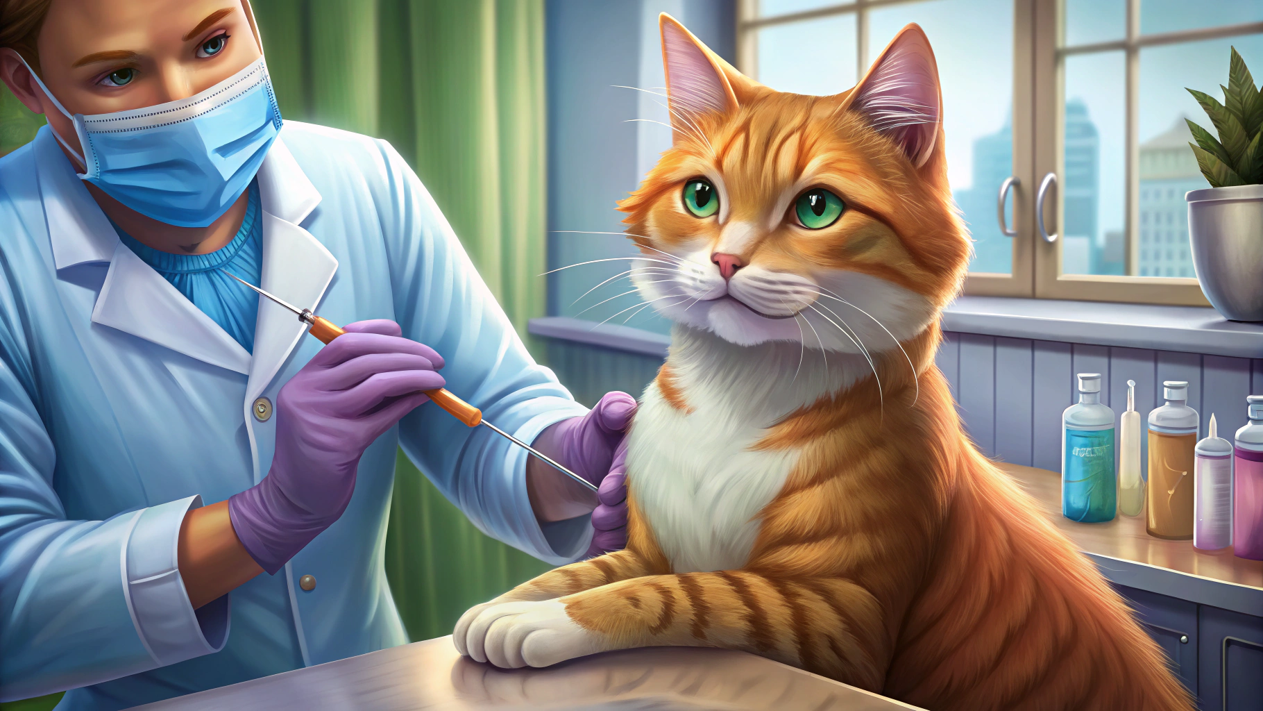 Chat recevant une injection de vaccin chez le vétérinaire