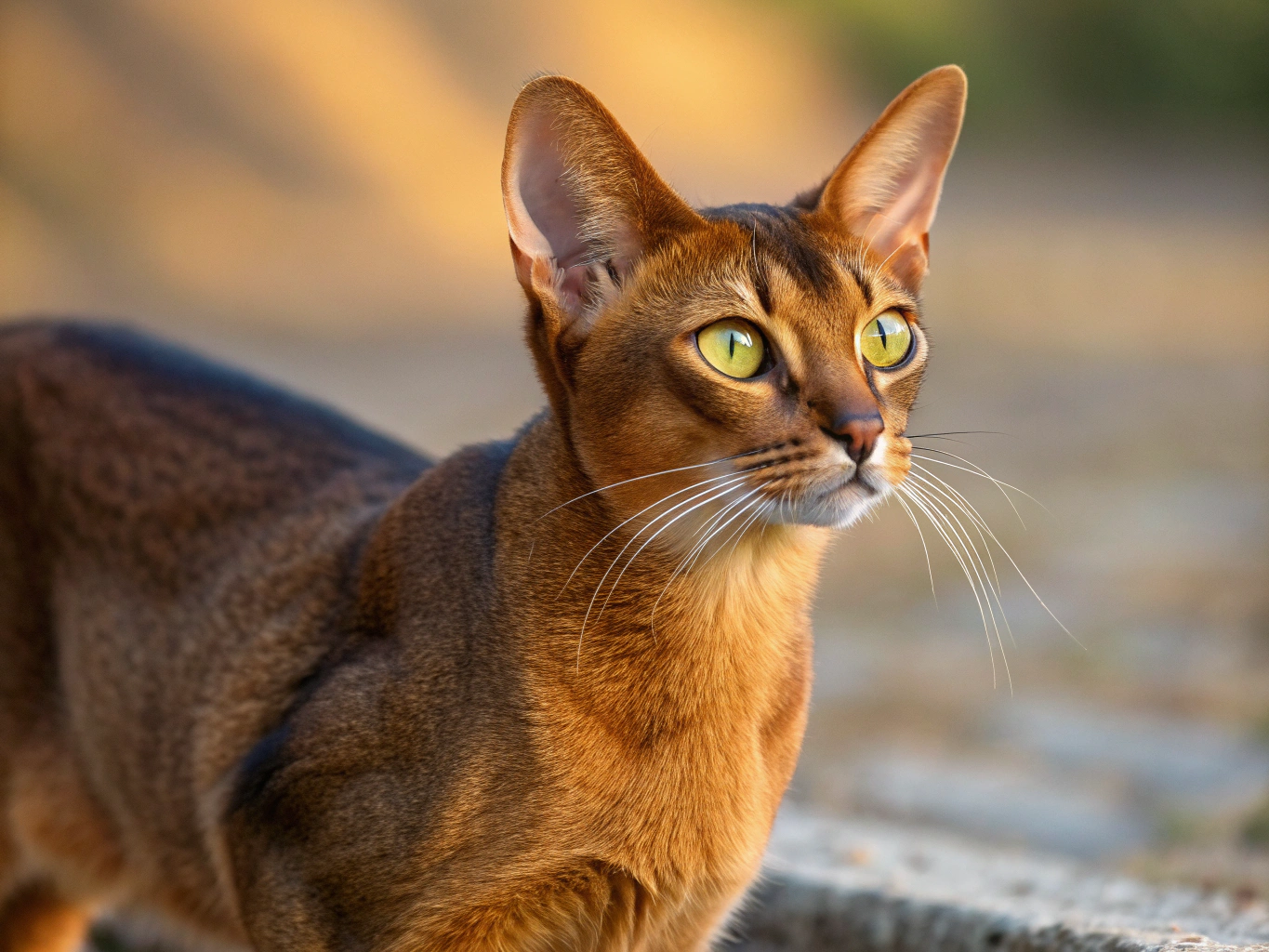 Portrait d'un Abyssin au pelage tiquete couleur lievre