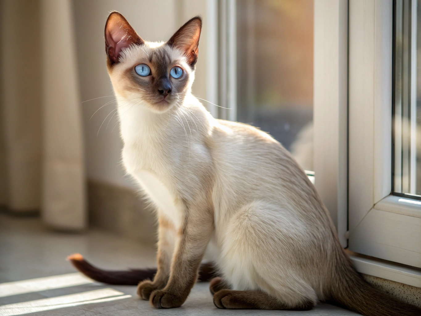 Portrait d'un Javanais red point au pelage mi-long