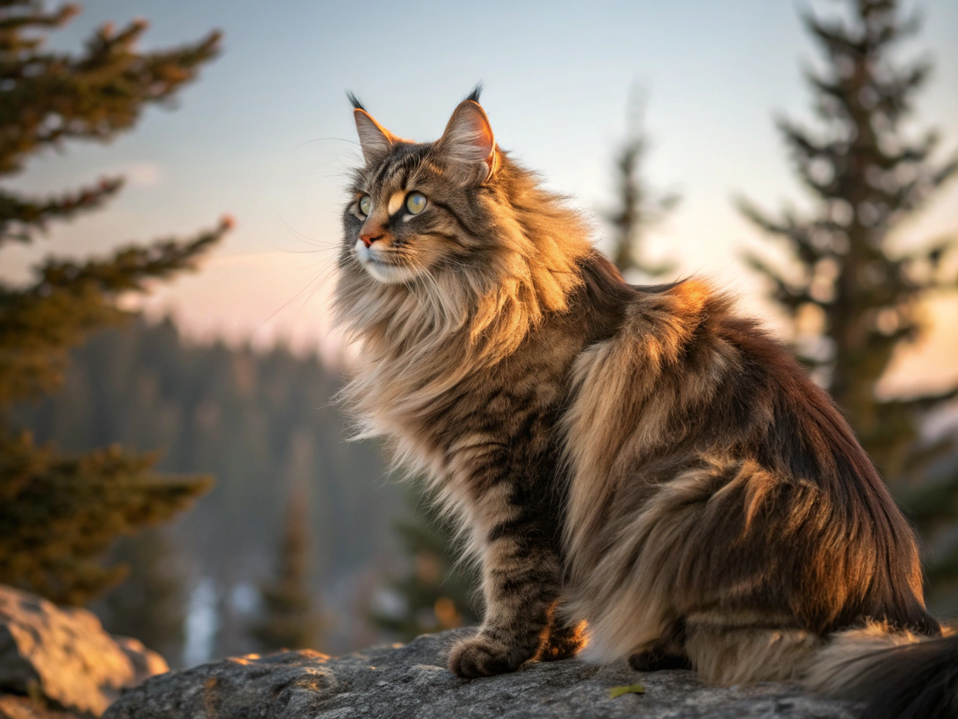 Portrait d'un Chat des Forets Norvegiennes au pelage dense