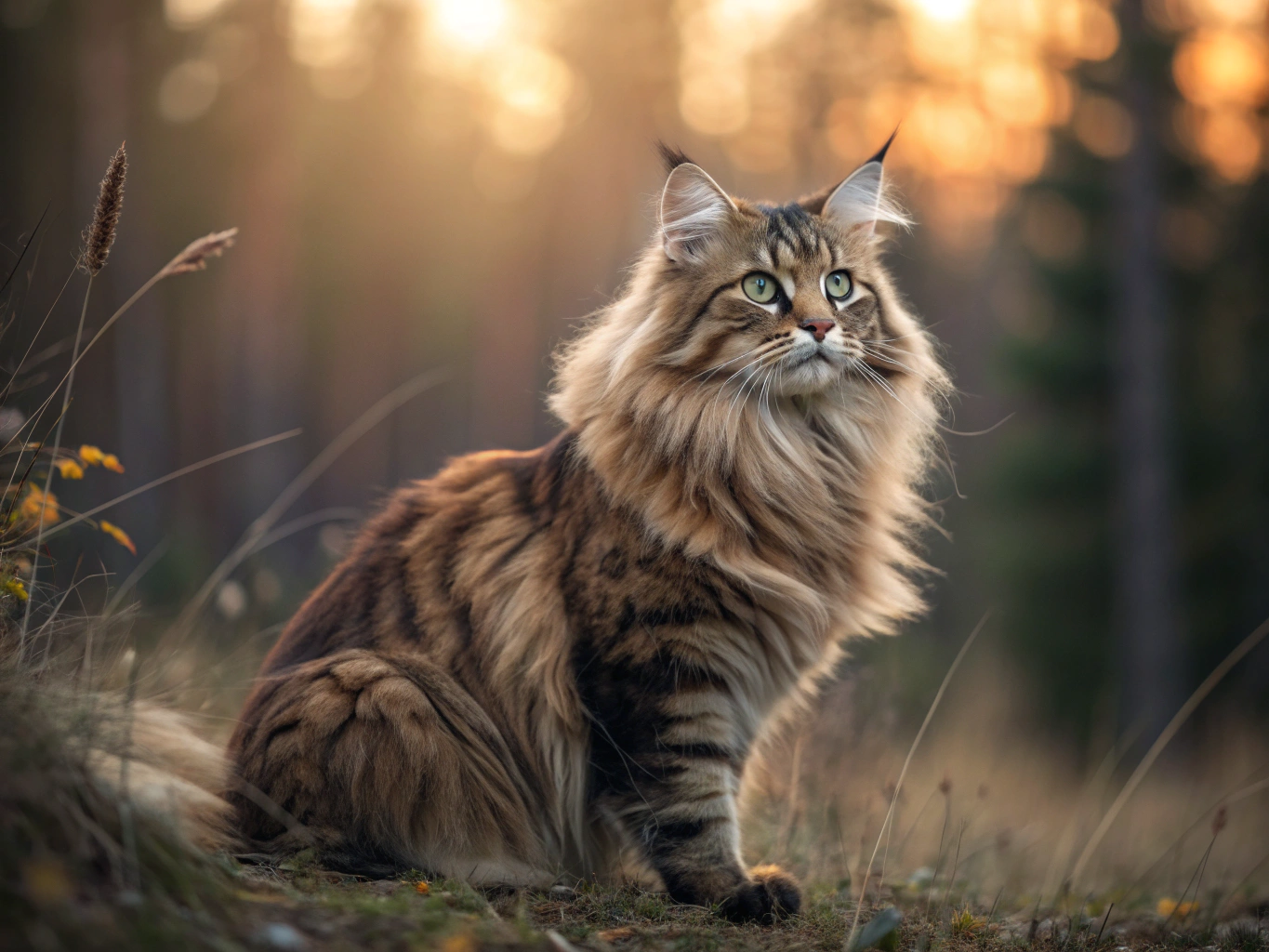 Portrait d'un chat Siberien au pelage epais