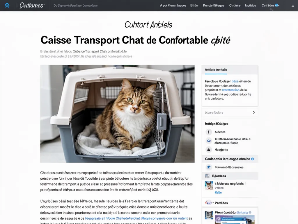Chat dans une caisse de transport spacieuse avec couverture douce et jouet, observant calmement à travers la grille