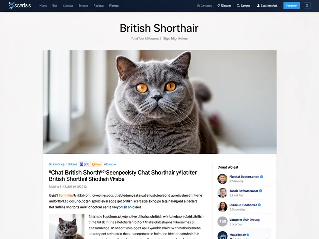 British Shorthair bleu assis sur un fauteuil, fourrure dense et yeux ronds
