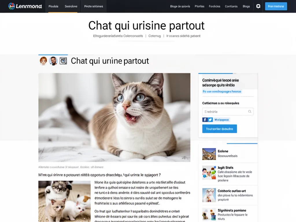 Félin angora sur un carrelage avec une petite flaque d'urine visible devant une litière ouverte