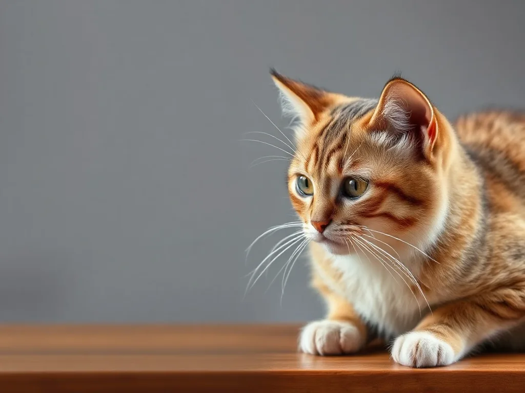 Chat européen de couleur rousse assis dans son bac à litière, semblant concentré et légèrement inconfortable