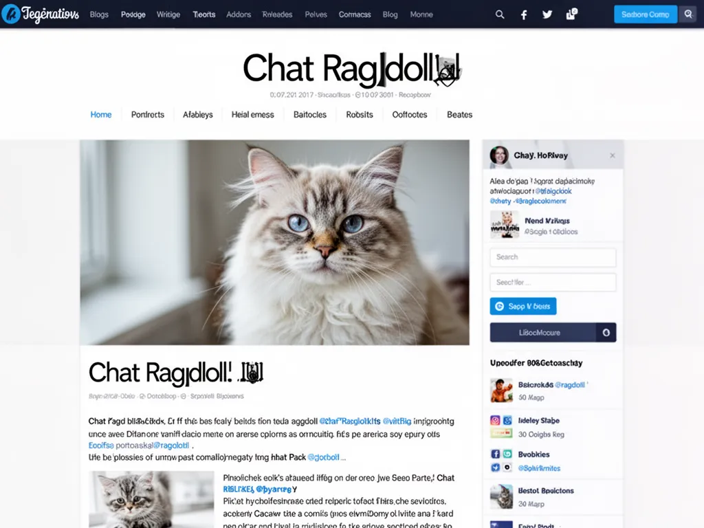 Ragdoll adulte au pelage mi-long clair avec points foncés, yeux bleus, allongé sur un canapé