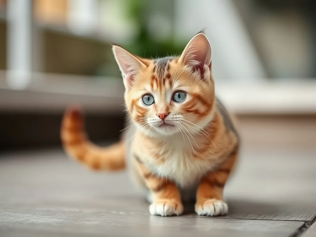 Chat tigré debout près d'un bac à litière, une flaque d'urine au sol à côté