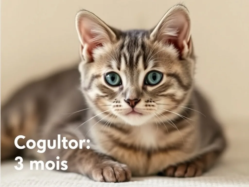 Chaton chartreux de 3 mois au pelage gris-bleu, yeux cuivrés, assis près d'une gamelle d'eau et d'un griffoir