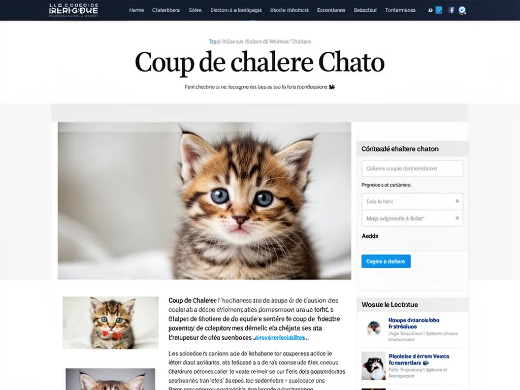 Chaton aux poils longs haletant à l'ombre d'un arbre, allongé sur une serviette humide, la gueule légèrement ouverte