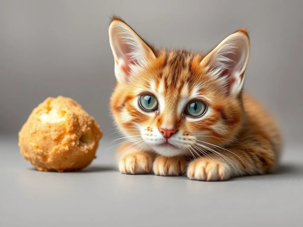 Chat européen obèse debout devant une gamelle de croquettes light, observé par son propriétaire soucieux