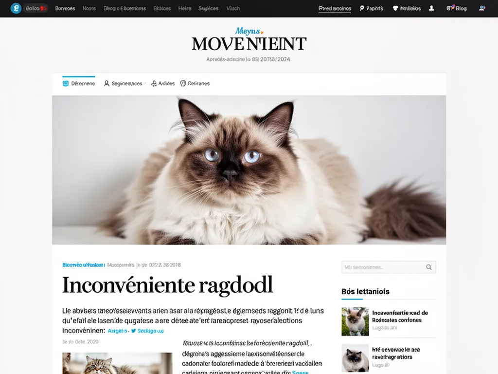 Ragdoll adulte au pelage long allongé sur un canapé dans un salon lumineux
