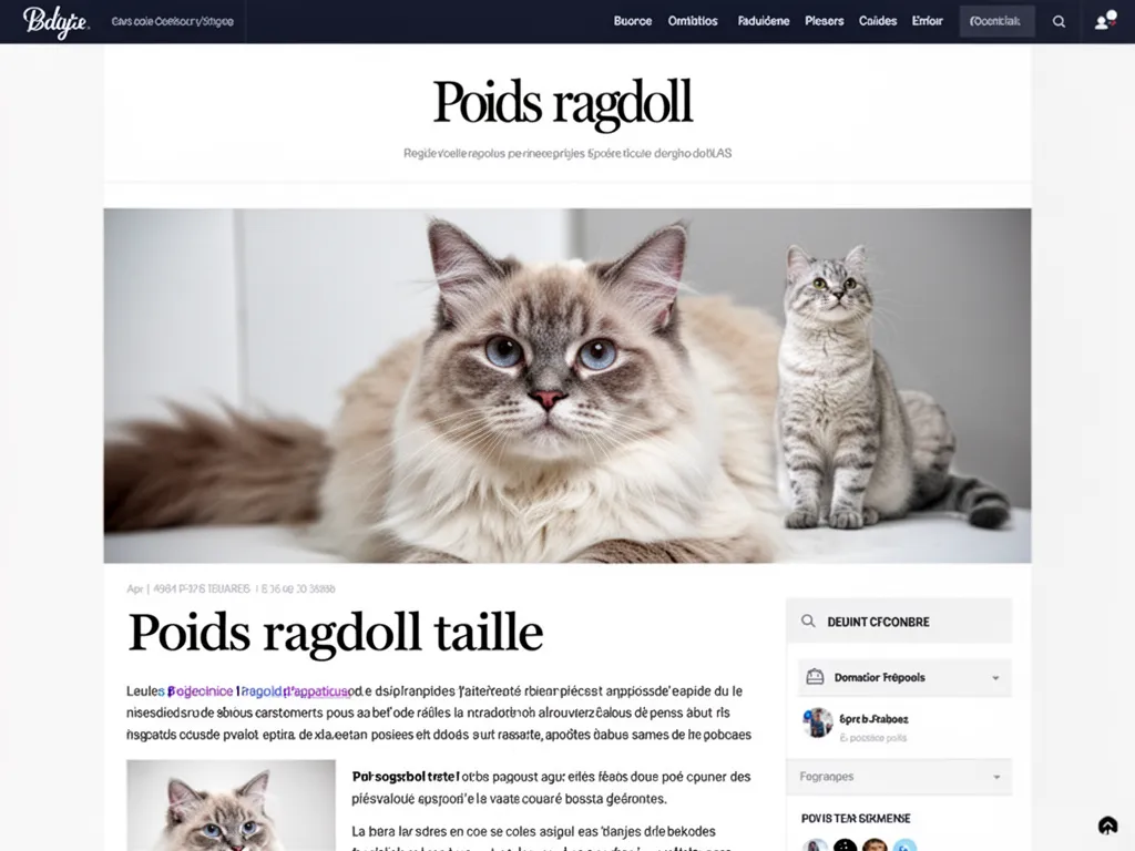 Ragdoll assis, profil latéral, silhouette visible et poil mi-long soyeux
