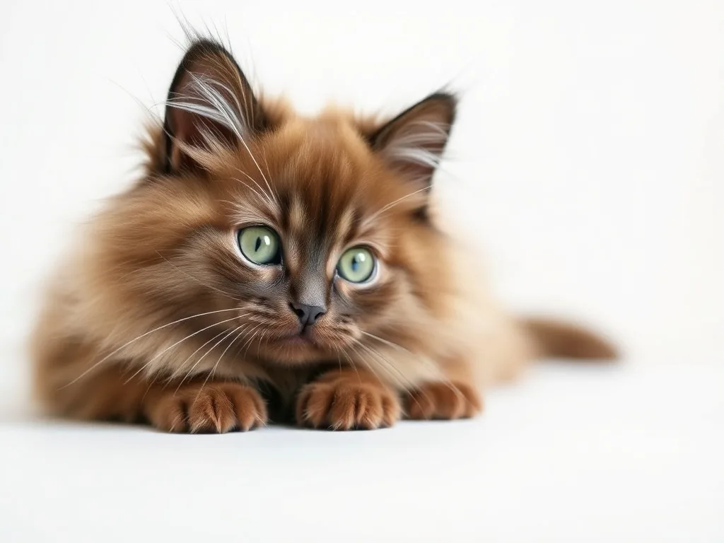 Chaton Ragdoll blue colourpoint aux yeux bleus, assis sur un plaid, regardant l'objectif avec une expression douce