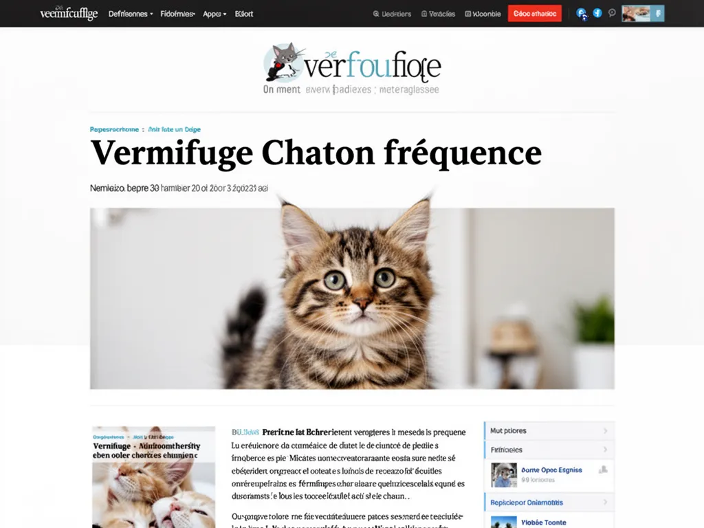 Jeune chaton tigré assis sur une couverture, près d'une petite seringue doseuse et d'une boîte de traitement vétérinaire